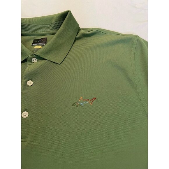 Greg Norman Men's Polo Golf Shirt Short Sleeve Athletic Sportswear Green L - Picture 2 of 9